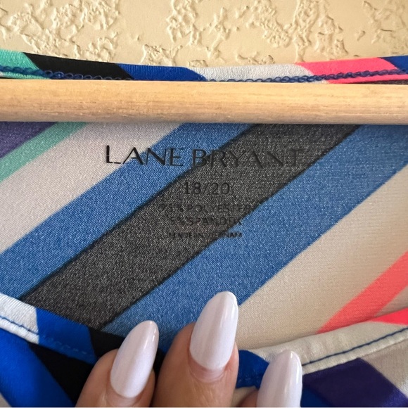 Lane Bryant Diagonal Striped Sleeveless Top Size 18/20 - Picture 7 of 8